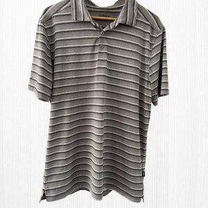 Skechers Go Golf Mens Gray Black Stripe Polo (LRG)
